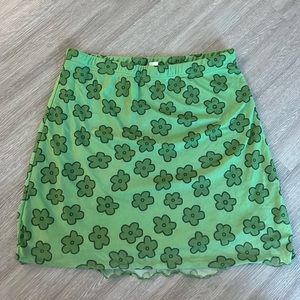 Green Floral Mini Skirt